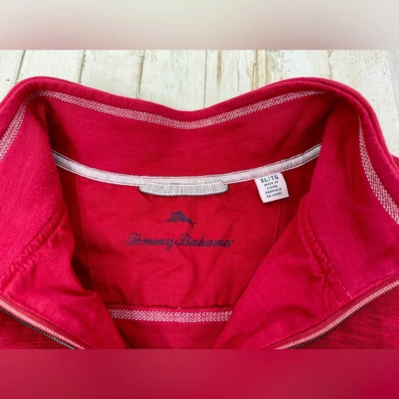 Men's Tommy Bahama Red Pull Over Marlin Logo 1/4 Zip Fleece Jacket XL - Picture 6 of 10